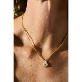 Pear-cut Diamond Pendant Necklace in 14K Gold with Organic Gold Frame