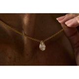 Pear-cut Diamond Pendant Necklace in 14K Gold with Organic Gold Frame