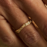 Adama One Line Diamond Organic Textured Ring in 14K Gold