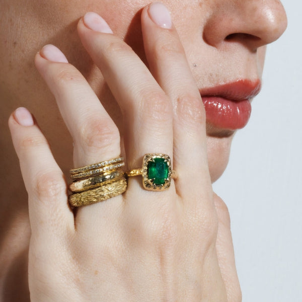 Cushion Ring- Emerald