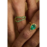Eden Emerald & Diamond Halo Organic Textured Ring in 14K Gold