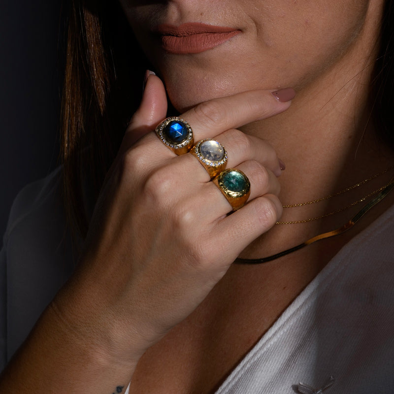 Theia Ring - Labradorite & Diamonds