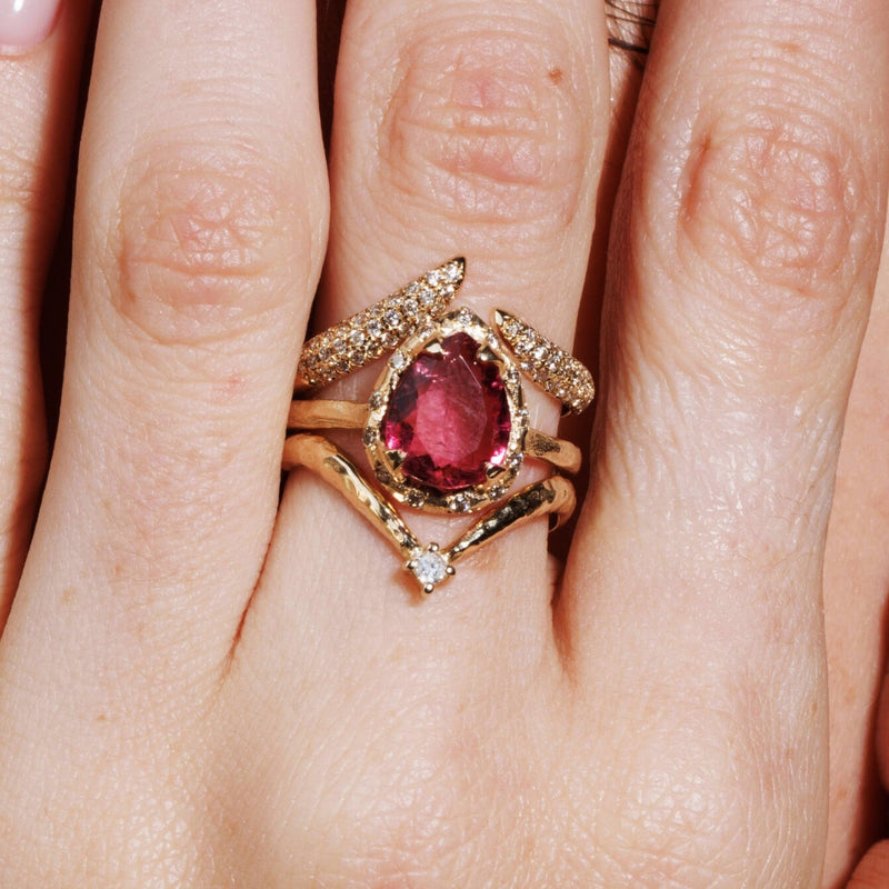 Mini Eden Ring & diamonds - Pink Tourmaline