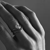 Hand-Carved Organic Textured Wave Ring in 14K Gold