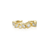 Adama Regev multi shape diamond ear cuff in 14K yellow gold organic textured bezel set design