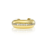 diamond pavé dome ear cuff 14k yellow gold sculptural design