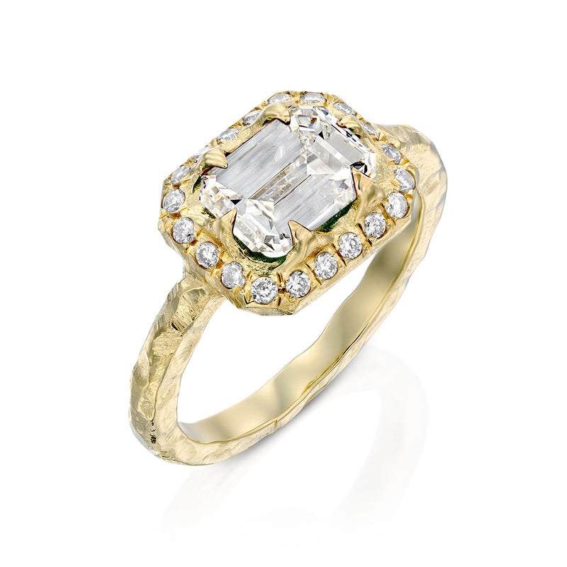 East-West Emerald-Cut Diamond Engagement Ring