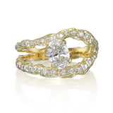 Adama Oval Diamond Organic Pave Split Band Engagement Ring in 14K Gold