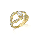 Adama Oval Diamond Organic Pave Split Band Engagement Ring in 14K Gold