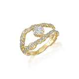 Adama Cushion-cut Diamond Organic Pave Split Band Engagement Ring