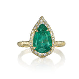 eden emerald halo ring with natural diamonds in 14k gold