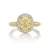 one of a kind cushion cut diamond halo ring in 14k gold