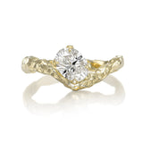 adama oval diamond organic textured gold engagement ring