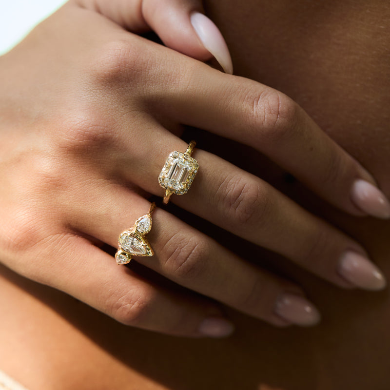 Mystic Three Pears Engagement Ring