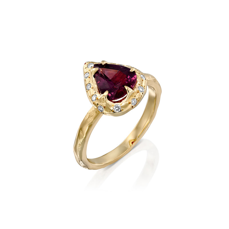One of a kind Pear Ruby Ring
