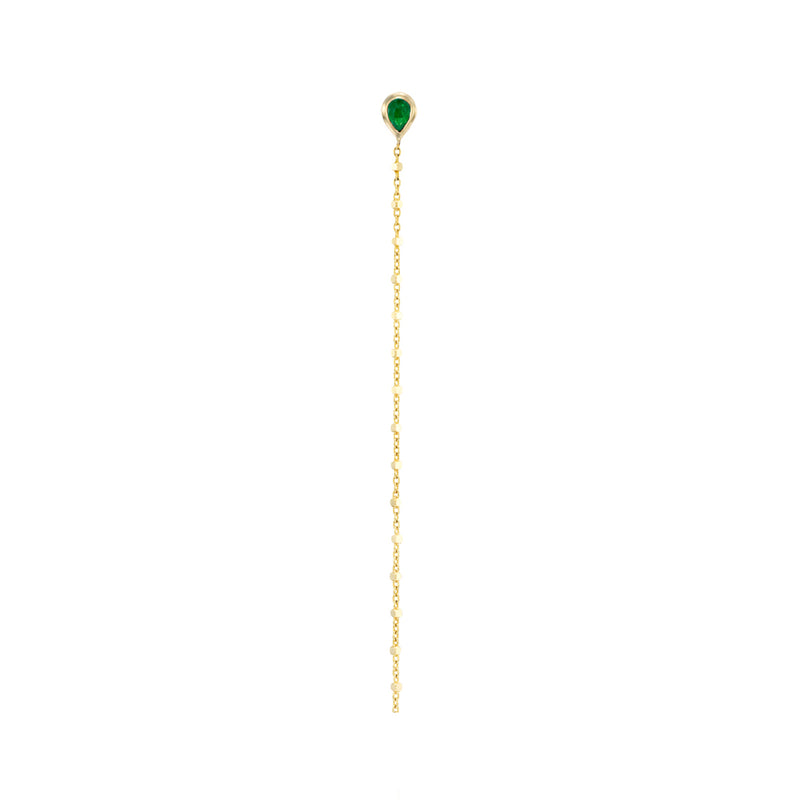 Long ball chain pear stud- Emerald