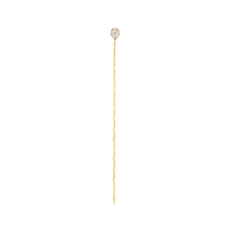Long ball chain pear stud- White topaz