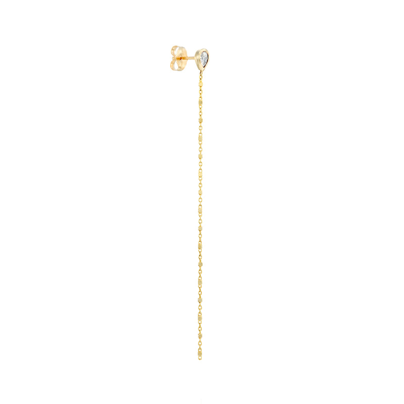 Long ball chain pear stud- White topaz