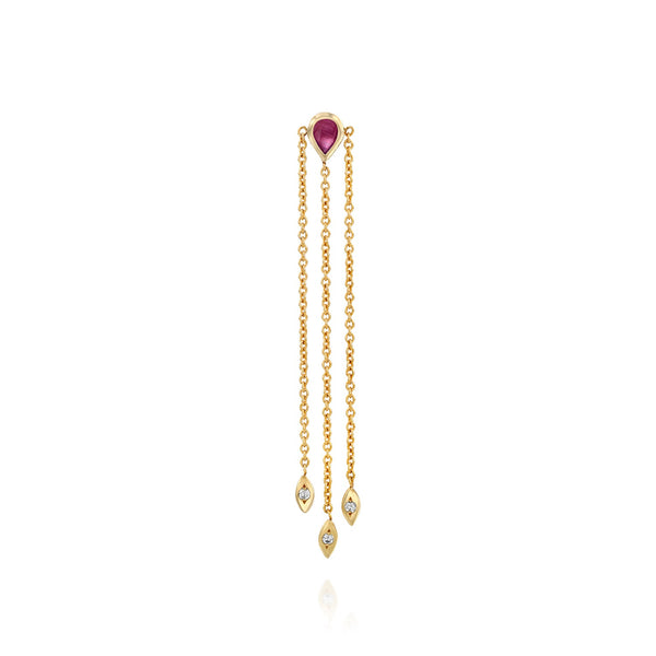 Long Luna Earring- Ruby