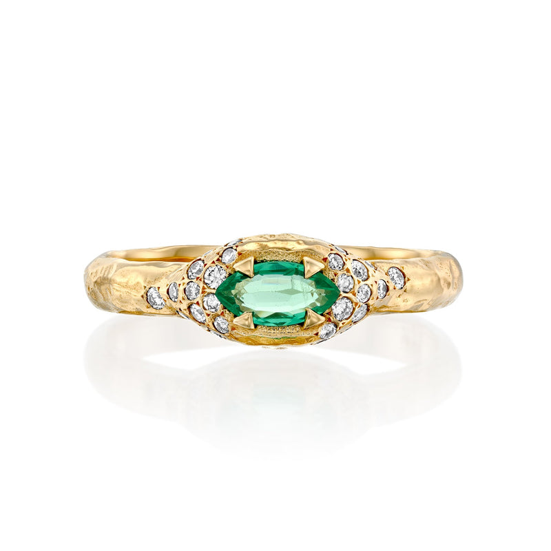 Mystic eden marquise & diamonds Ring- Emerald