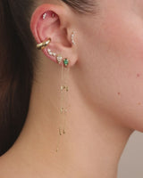 Long Iris Earrings- Emerald & Diamonds