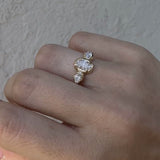 Oval & Two Pears Engagement Ring