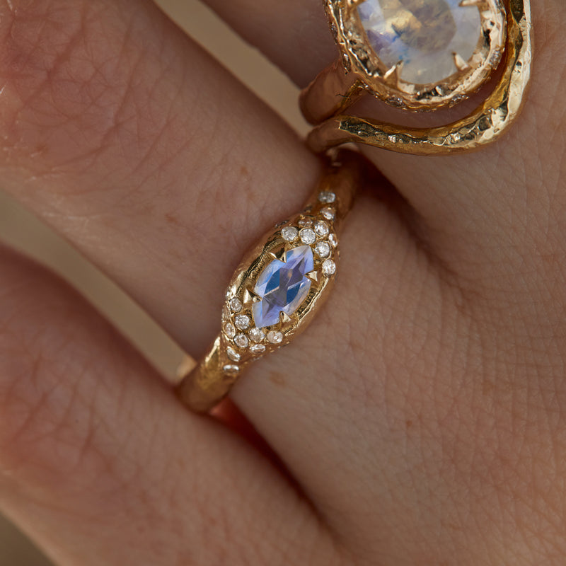 Mystic eden marquise & diamonds Ring- Moonstone