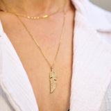 Long Gold & Diamonds feather necklace - Danielle Gerber Freedom Jewelry