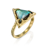 Hecate Triangle Ring - Green Labradorite - Danielle Gerber Freedom Jewelry
