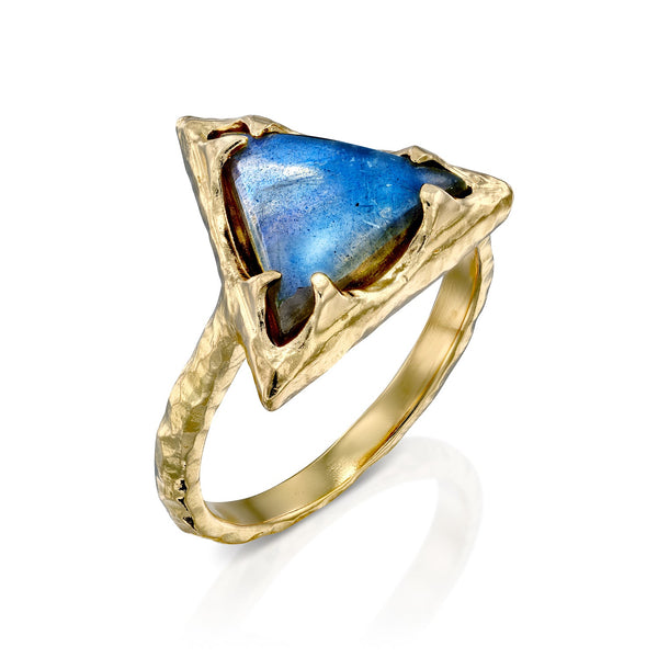 Hecate Triangle Ring - Blue Labradorite - Danielle Gerber Freedom Jewelry