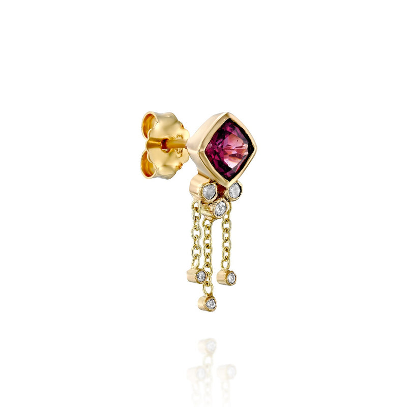 Dharamkot Earring & Rhodolite - one of a kind - Danielle Gerber Freedom Jewelry
