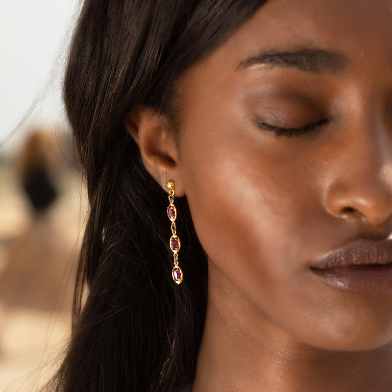 Anat earrings - garnet - Danielle Gerber Freedom Jewelry