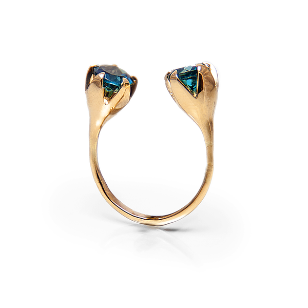 Open lotus ring - Blue London Topaz - Danielle Gerber Freedom Jewelry