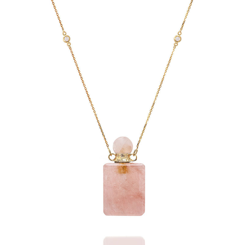 potion bottle - Rectangle Rose Quartz - 14K gold - Danielle Gerber Freedom Jewelry