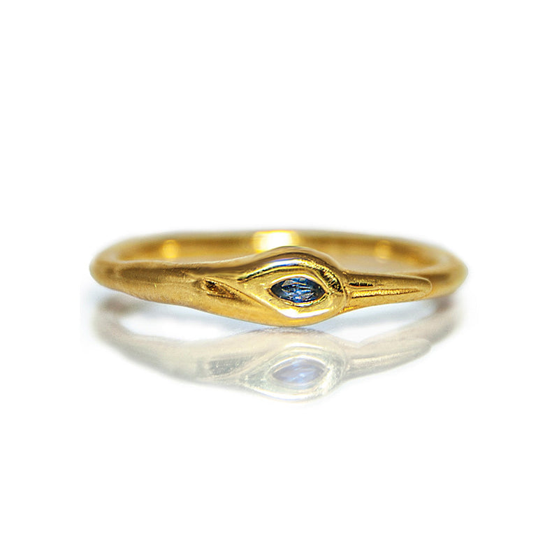 Petite Crane Ring - 14K Gold with Blue Sapphire - Danielle Gerber Freedom Jewelry