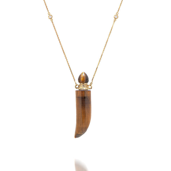 potion bottle -Tiger's Eye Horn - 14K gold - Danielle Gerber Freedom Jewelry