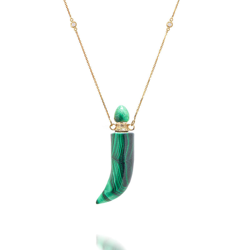 potion bottle -  Malachite Horn - 14K gold - Danielle Gerber Freedom Jewelry