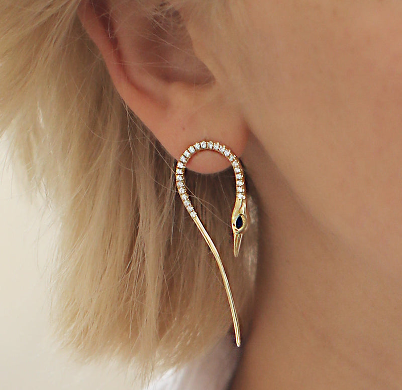 Asymmetric Crane Earrings - 14K Gold - Danielle Gerber Freedom Jewelry