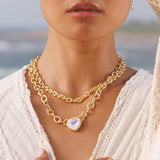 Inanna Links Necklace - Moonstone & Diamonds - Danielle Gerber Freedom Jewelry