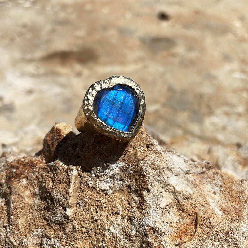 Heart signet ring - Labradorite - Danielle Gerber Freedom Jewelry