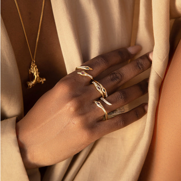 Petite Crane Ring - Sapphire & diamonds - Danielle Gerber Freedom Jewelry