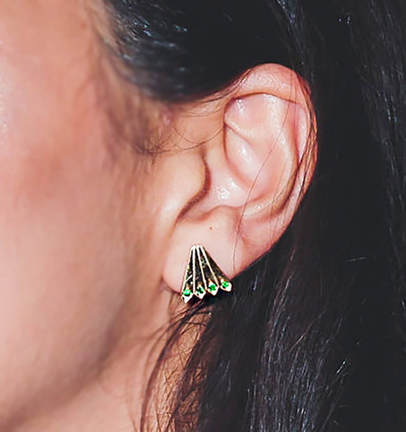 Peacock Tails Studs - Ruby - Danielle Gerber Freedom Jewelry