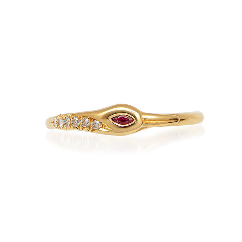 Petite Crane Ring - Ruby & diamonds - Danielle Gerber Freedom Jewelry